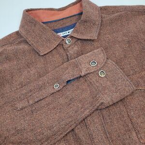 32 Bar Blues‎ Button Up Flannel Shirt Burnt Orange Men's Size L